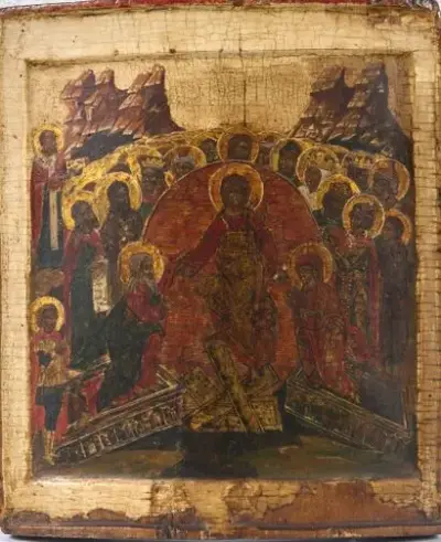 Russie, vers 1600 Icône de la Descente aux Enfers et de l'Anastasis Tempera et… – kavel bij Galerie Moderne, Elsene (Brussel)