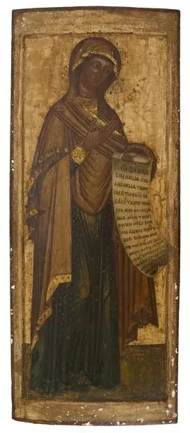 Russie, XVIIIe siècle Grande icône de la Mère de Dieu provenant d’une Déisis d’iconostase… – kavel bij Galerie Moderne, Elsene (Brussel)