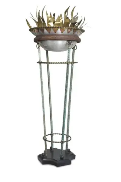 Travail du XXe siècle Importante lampe torche en métal laqué et brossé Hauteur :… – kavel bij Galerie Moderne, Elsene (Brussel)