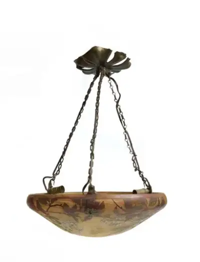 DAUM NANCY Rare vasque formant suspension en verre multicouche dégagé à l'acide à décor… – kavel bij Galerie Moderne, Elsene (Brussel)