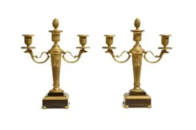 Travail de la fin du XIXe siècle Paire de candélabres en bronze doré et… – kavel bij Galerie Moderne, Elsene (Brussel)