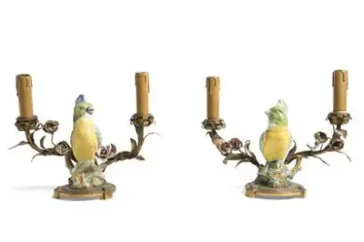 Travail du XVIIIe - XIXe siècle Paire de volatiles – kavel bij Galerie Moderne, Elsene (Brussel)