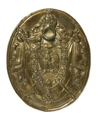 Travail parisien du Second Empire (1852-1870) Plaque de notaire en cuivre repoussé Signée "Dorville… – kavel bij Galerie Moderne, Elsene (Brussel)