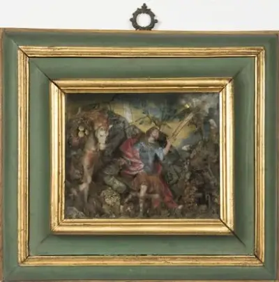 Travail du XVIIIe siècle La conversion de St Paul de Tarse Diorama en cire… – kavel bij Galerie Moderne, Elsene (Brussel)