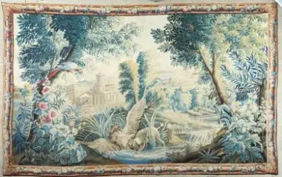 Travail français, Manufacture d'Aubusson, XVIIIe siècle Importante tapisserie en laine et soie à décor… – kavel bij Galerie Moderne, Elsene (Brussel)
