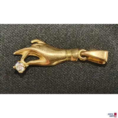 Kettenanhänger Hand mit Stein Gold 333er – kavel bij Justiz-Auktion, Leipzig