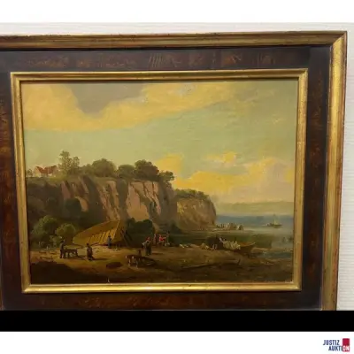 Oelbild Landschaft gerahmt – kavel bij Justiz-Auktion, Itzehoe