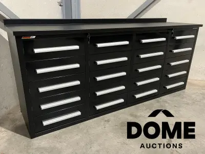 metalen werkbank met 20 laden – kavel bij Dome Auctions, Waasmunster