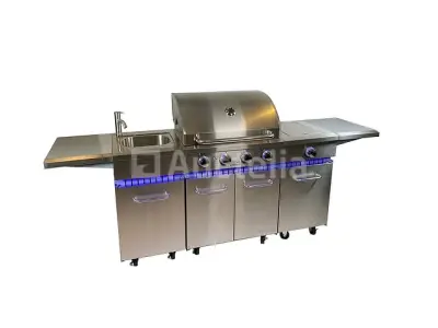 RVS Gasbarbecue Keuken - 4 branders met zijbrander – kavel bij Auctelia, Tholen
