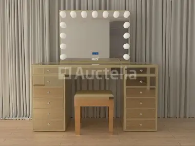 Luxe kaptafel met verlichting - 1500x600x810mm - Goudkleurig - Incl. krukje – kavel bij Auctelia, Tholen