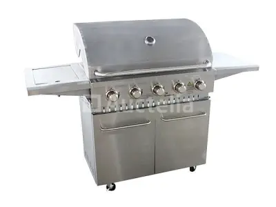 RVS Gasbarbecue - 5 branders met zijbrander – kavel bij Auctelia, Tholen