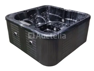 5 Persoons Outdoor Spa 208x208 cm incl. 2 ligbedden - Cloudy black bad / Antraciete zijkant – kavel bij Auctelia, Tholen