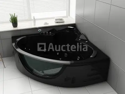2 Persoons Whirlpool Massagebad - Zwart - Hoekbad - 152x152x62cm – kavel bij Auctelia, Tholen