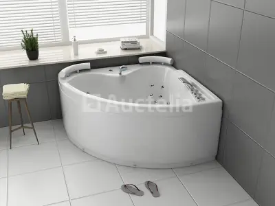 2 Persoons Whirlpool Massagebad - Wit - Hoekbad - 140x140x60 cm – kavel bij Auctelia, Tholen