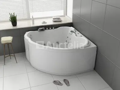 2 Persoons Whirlpool Massagebad - Wit - Hoekbad - 138x138x68cm – kavel bij Auctelia, Tholen