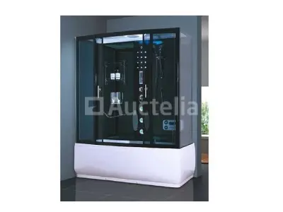 Stoomcabine met massagebad - rechthoekig - wit bad met zwarte cabine 150x85x225 cm – kavel bij Auctelia, Tholen