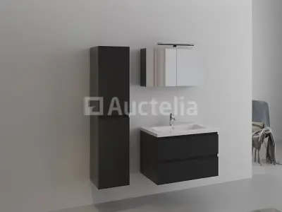 1-persoons badkamermeubel 80 cm hoogglans zwart - Incl. kraan – kavel bij Auctelia, Tholen