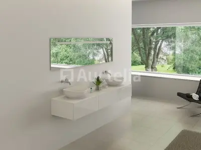 Badkamermeubel BAVENO | 180 cm | Hoogglans wit met 2 witte waskommen | Incl. kranen – kavel bij Auctelia, Tholen