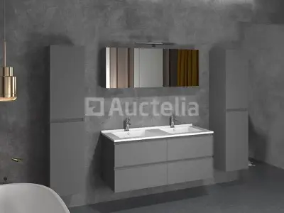 2-persoons badkamermeubel 120 cm hoogglans antraciet - Incl. kranen – kavel bij Auctelia, Tholen