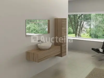 3-Delig Duo-badkamermeubel (120cm) - Licht hout decor - Incl. kranen – kavel bij Auctelia, Tholen