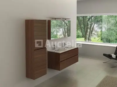 2-persoons badkamermeubel 120 cm donker hout decor - Incl. kranen – kavel bij Auctelia, Tholen