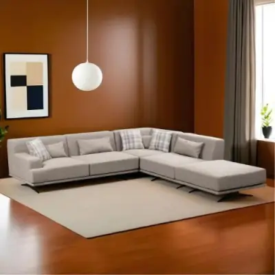 Bentley Hoekbank | BEUKENHOUT / SPAANPLAAT | Beige – kavel bij Openbare Verkopen, Beveren-Leie