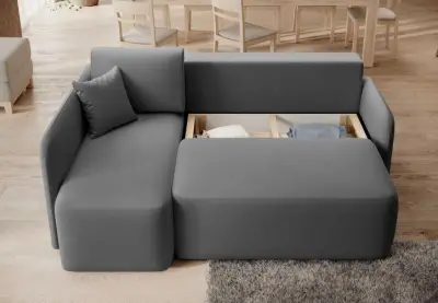 Hoekzetel Henrichs | 206 x 150 x 89 cm | Donkergrijs – kavel bij Openbare Verkopen, Beveren-Leie