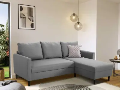Hoekbank Tweety - 192x137x82cm - grijze stof – kavel bij Openbare Verkopen, Beveren-Leie