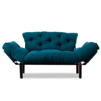 Nitta 2-zits slaapbank | metalen frame | petrolblauw – kavel bij Openbare Verkopen, Beveren-Leie