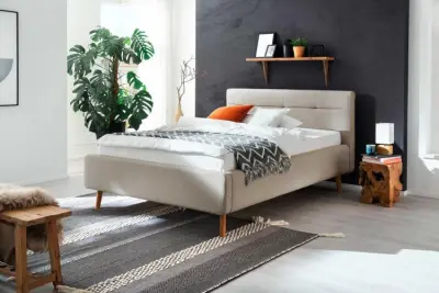 Bed Laika 140x200cm met opbergruimte - beige – kavel bij Openbare Verkopen, Beveren-Leie