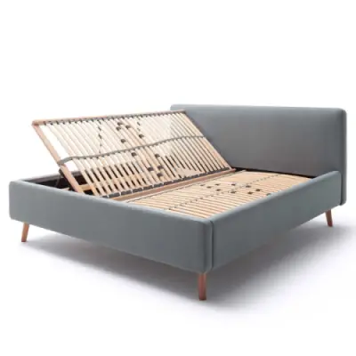 Tweepersoonsbed Tony 180x200cm met opbergruimte - ijsblauw – kavel bij Openbare Verkopen, Beveren-Leie
