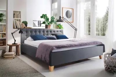 Gestoffeerd bed Camille 180x200 - grijs – kavel bij Openbare Verkopen, Beveren-Leie