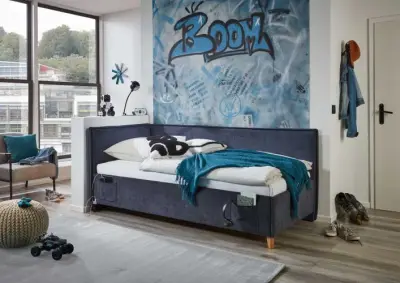 Twijfelaar Ollie | Met rugleuning | 140 x 200 cm | Donkerblauw design – kavel bij Openbare Verkopen, Beveren-Leie