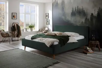 Tweepersoonsbed Madras 160x200cm ribfluweel - donkergroen – kavel bij Openbare Verkopen, Beveren-Leie