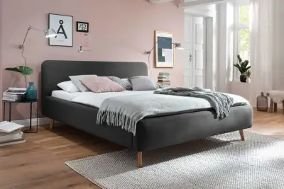 Gestoffeerd bed Tony 160x200 - antraciet – kavel bij Openbare Verkopen, Beveren-Leie