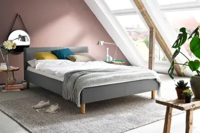 Gestoffeerd bed Amber 140x200 - lichtgrijs – kavel bij Openbare Verkopen, Beveren-Leie