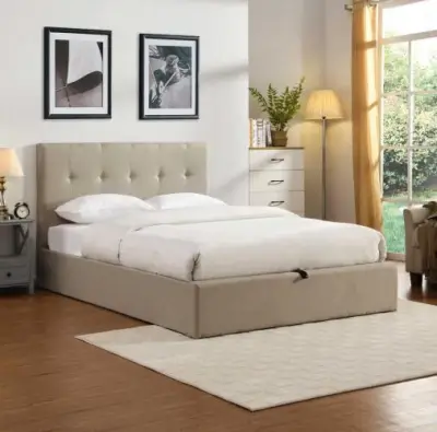 Tweepersoonsbed Corbi met opbergruimte 180x200 - zand – kavel bij Openbare Verkopen, Beveren-Leie