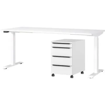 Bureau en ladekast Hermoso | 237x80x72-118cm | elektrisch verstelbaar | Wit – kavel bij Openbare Verkopen, Beveren-Leie