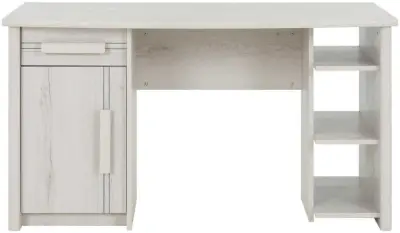 Bureau Morris 136cm met 1 deur, 1 lade & 3 vakken - gebleekte helvezia eik – kavel bij Openbare Verkopen, Beveren-Leie