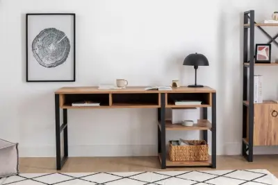 Emro Bureau | 100% MELAMINE | Walnoot, Zwart – kavel bij Openbare Verkopen, Beveren-Leie