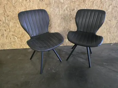 2x stoel PU zwart – kavel bij Openbare Verkopen, Pittem