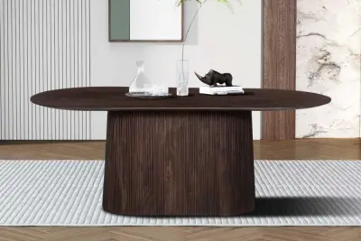 Ovale donkerbruine tafel Miguel - 200 cm | Massief mangohout – kavel bij Openbare Verkopen, Beveren-Leie