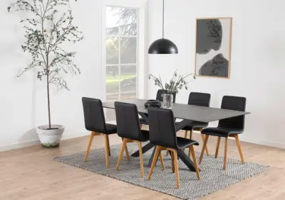 Zwarte Eettafel Hennie 200x100 cm met Keramiekblad – kavel bij Openbare Verkopen, Beveren-Leie
