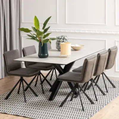 Rechthoekige eettafel Heaven - Grijs Keramiek, 200x100x75,5 cm – kavel bij Openbare Verkopen, Beveren-Leie