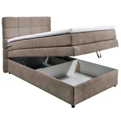 Boxspring Tahoe 120x200cm met opbergruimte - taupe – kavel bij Openbare Verkopen, Beveren-Leie