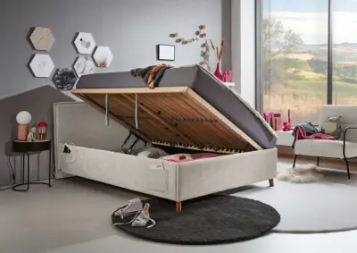 Kofferbed Ollie | 90 x 200 cm | Beigekleurig design – kavel bij Openbare Verkopen, Beveren-Leie