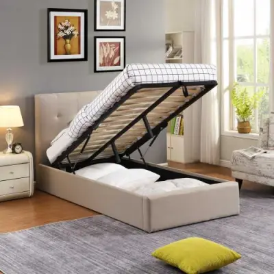 Eenpersoonsbed Corbi met opbergruimte 90x200 - zand – kavel bij Openbare Verkopen, Beveren-Leie