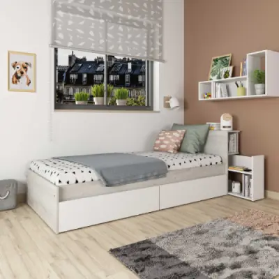 Eénpersoonsbed Kazim 90x190 cm-dennenhout/wit – kavel bij Openbare Verkopen, Beveren-Leie
