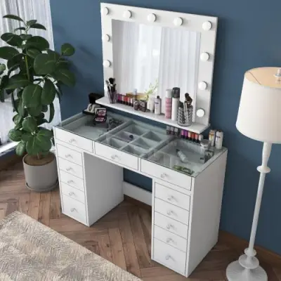 Witte Make-uptafel BJ118 - 100% Melamine – kavel bij Openbare Verkopen, Beveren-Leie