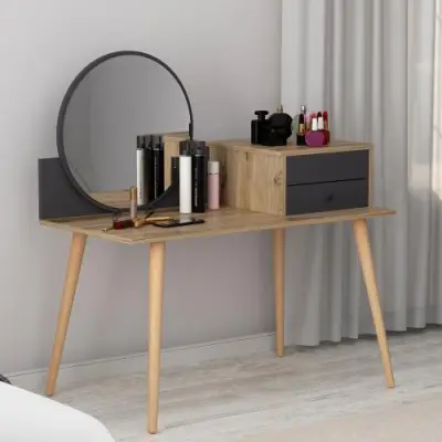 Angel Make-uptafel | 100% MELAMINE | Antraciet, Walnoot – kavel bij Openbare Verkopen, Beveren-Leie